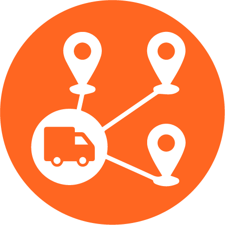 Truck showing locations white icon
